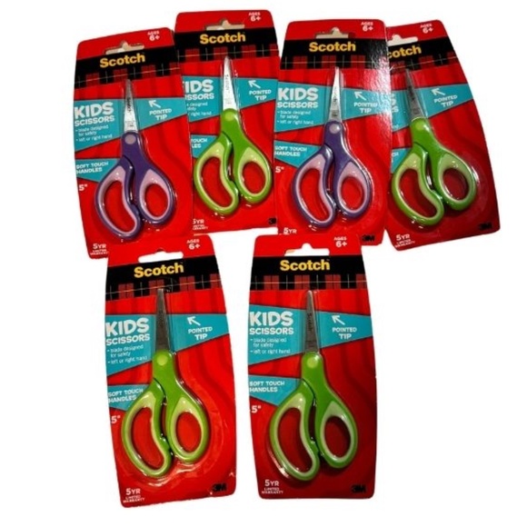 Scotch Kids Pointed Tip Scissors 6 pack Ages 6+ - Picture 1 of 3